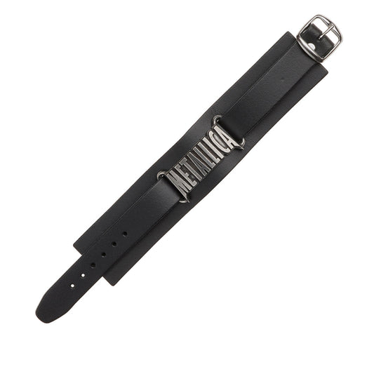 Metallica Logo Wriststrap Black Leather Bracelet