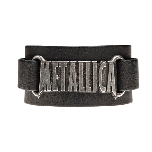 Metallica Logo Wriststrap Black Leather Bracelet